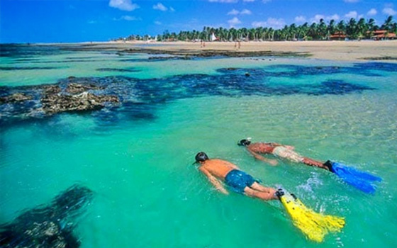 Mar cristalino e piscinas naturais em Flecheiras