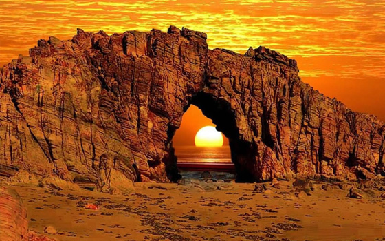 Pedra Furada em Jericoacoara durante o pôr do sol
